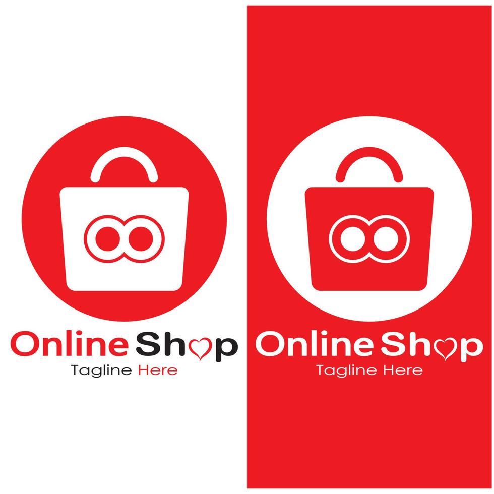 sacola de compras de logotipo de comércio eletrônico e carrinho de compras on-line e design de logotipo de loja on-line com conceito moderno vetor