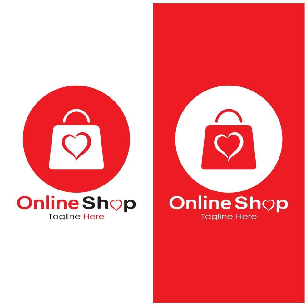 sacola de compras de logotipo de comércio eletrônico e carrinho de compras on-line e design de logotipo de loja on-line com conceito moderno vetor