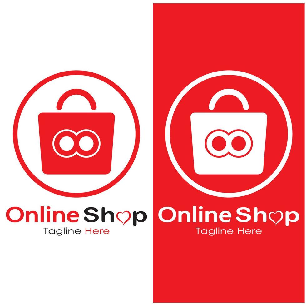 sacola de compras de logotipo de comércio eletrônico e carrinho de compras on-line e design de logotipo de loja on-line com conceito moderno vetor