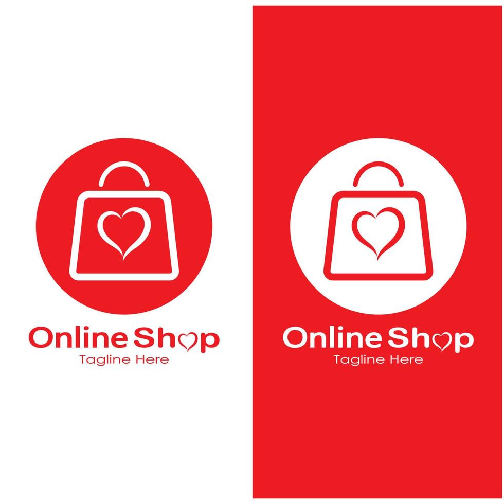 sacola de compras de logotipo de comércio eletrônico e carrinho de compras on-line e design de logotipo de loja on-line com conceito moderno vetor