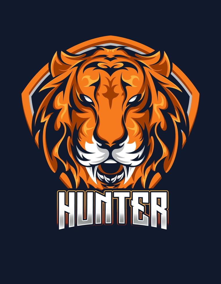 design de vetor de logotipo de jogos de e-sport de mascote tigre