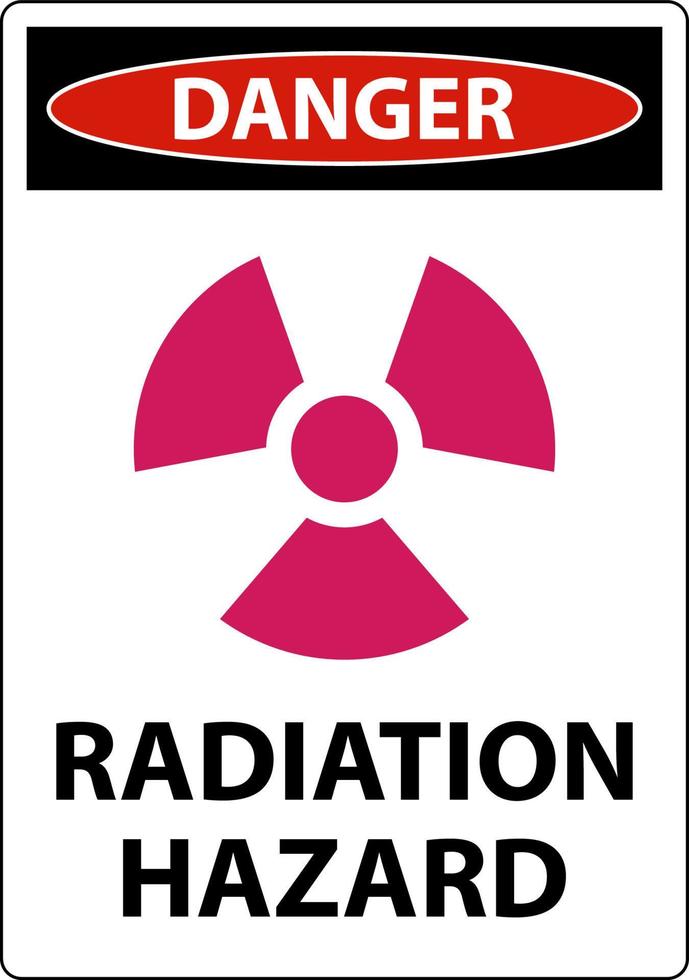 sinal de perigo de radiação de perigo no fundo branco vetor