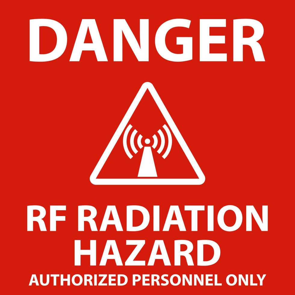 perigo perigo de radiação rf autorizado apenas assinar em fundo branco vetor