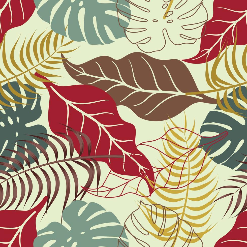 padrão floral abstrato sem costura com folhas. fundo tropical vetor