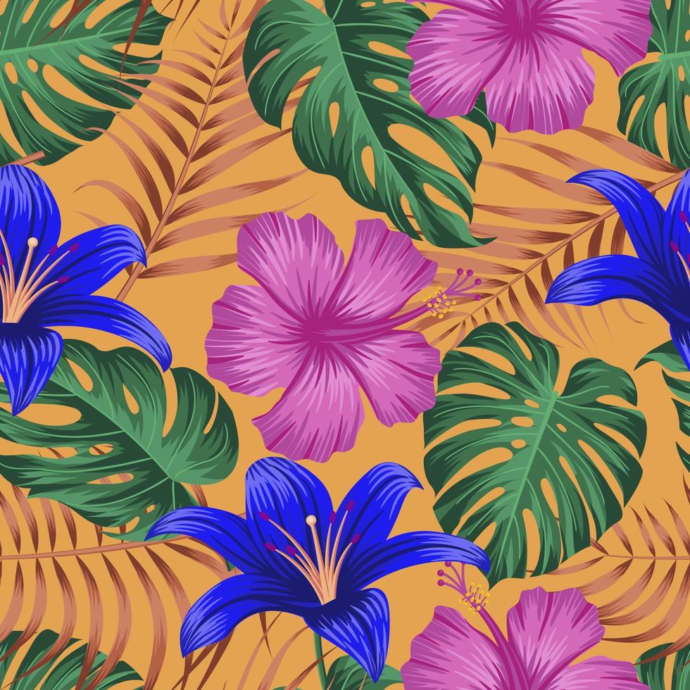 padrão floral sem costura com folhas. fundo tropical vetor