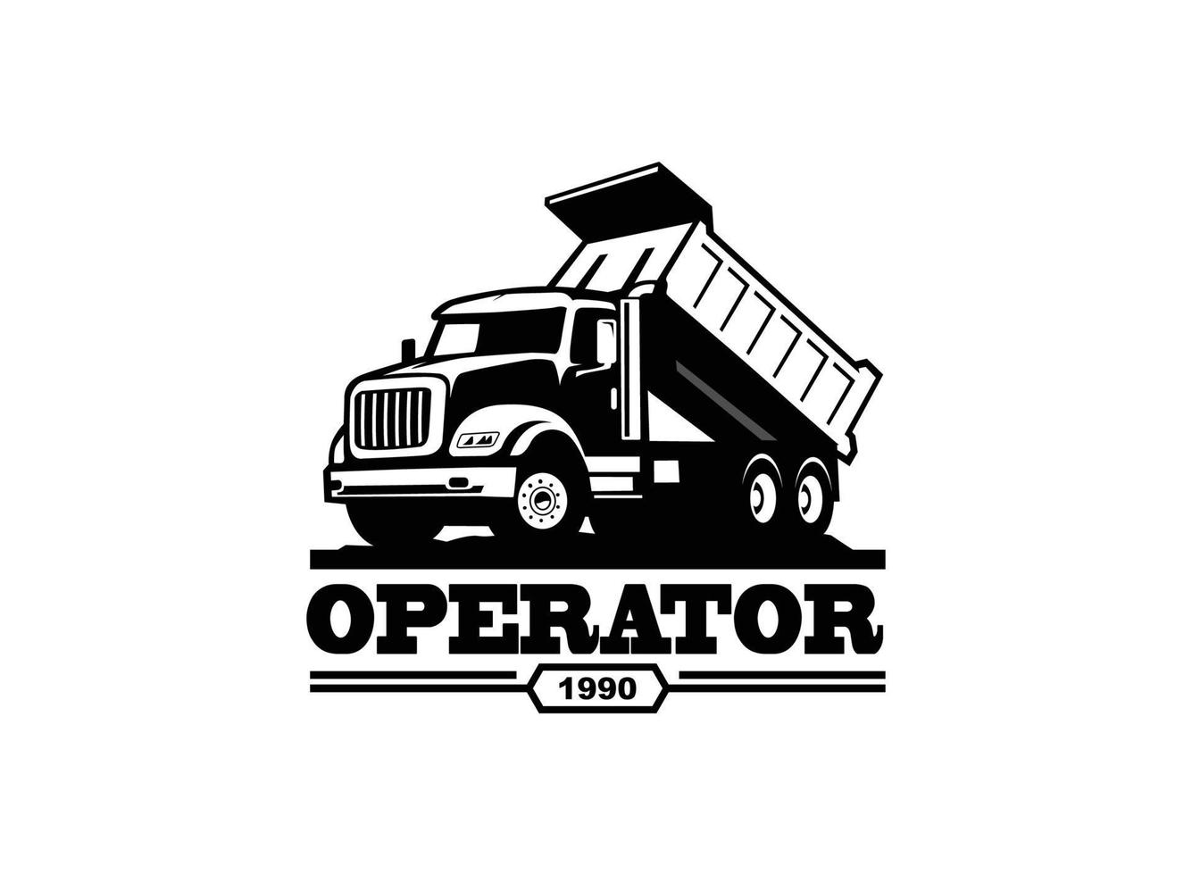 vetor de logotipo de caminhão basculante para empresa de construção. ilustração vetorial de modelo de equipamento pesado para sua marca.