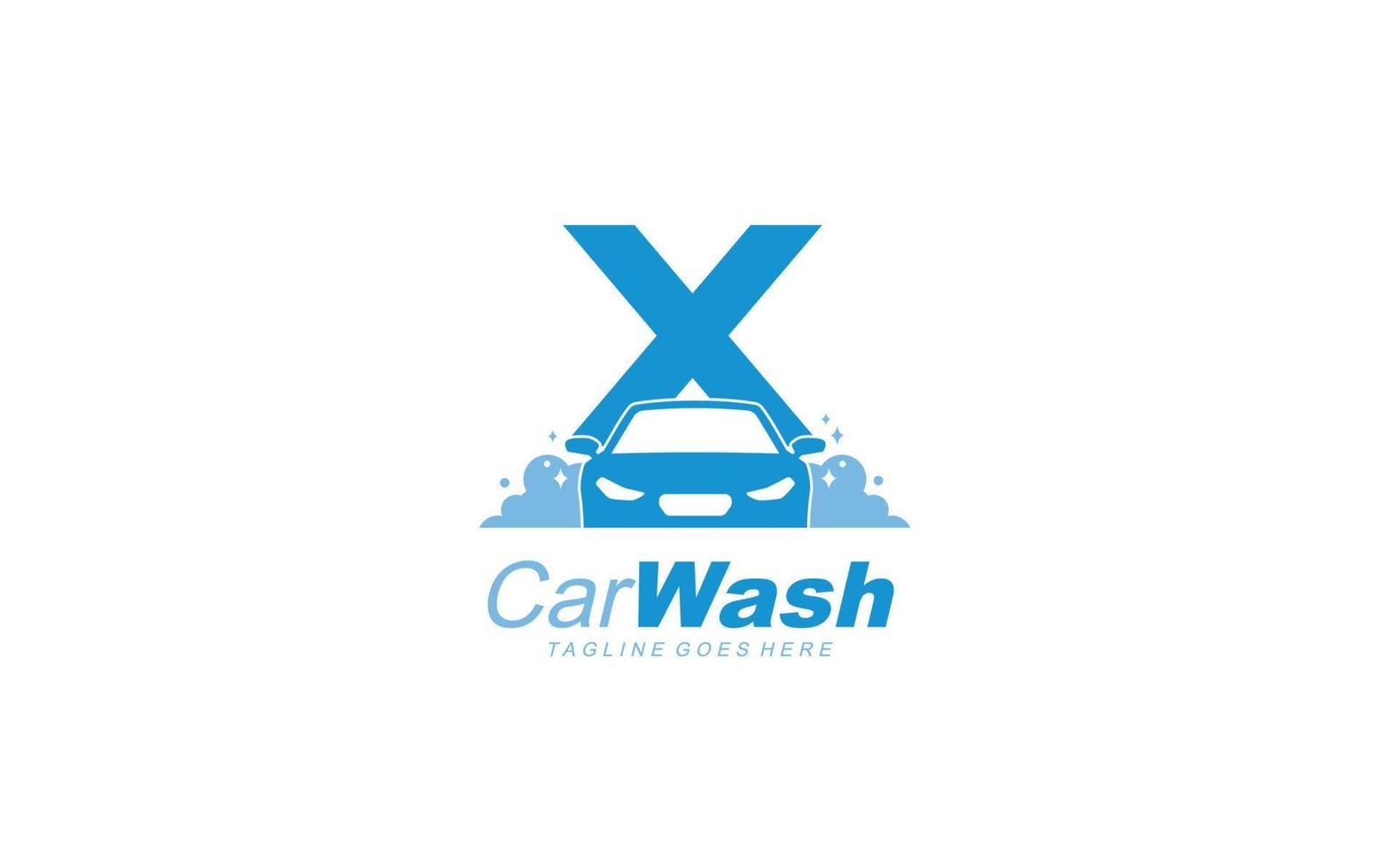 x logo carwash para identidade. ilustração vetorial de modelo de carro para sua marca. vetor