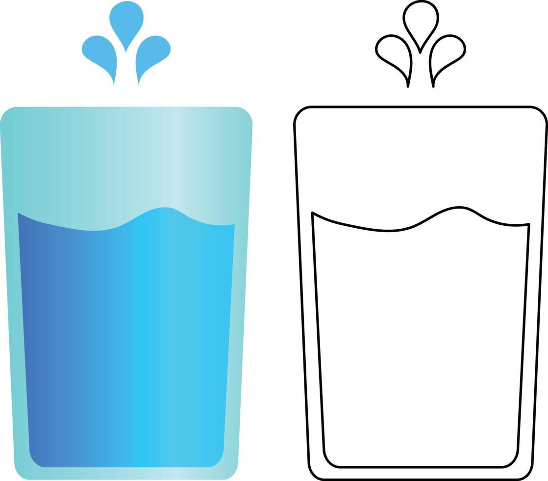 copo de água e ilustração vetorial de ícone de gota de água vetor
