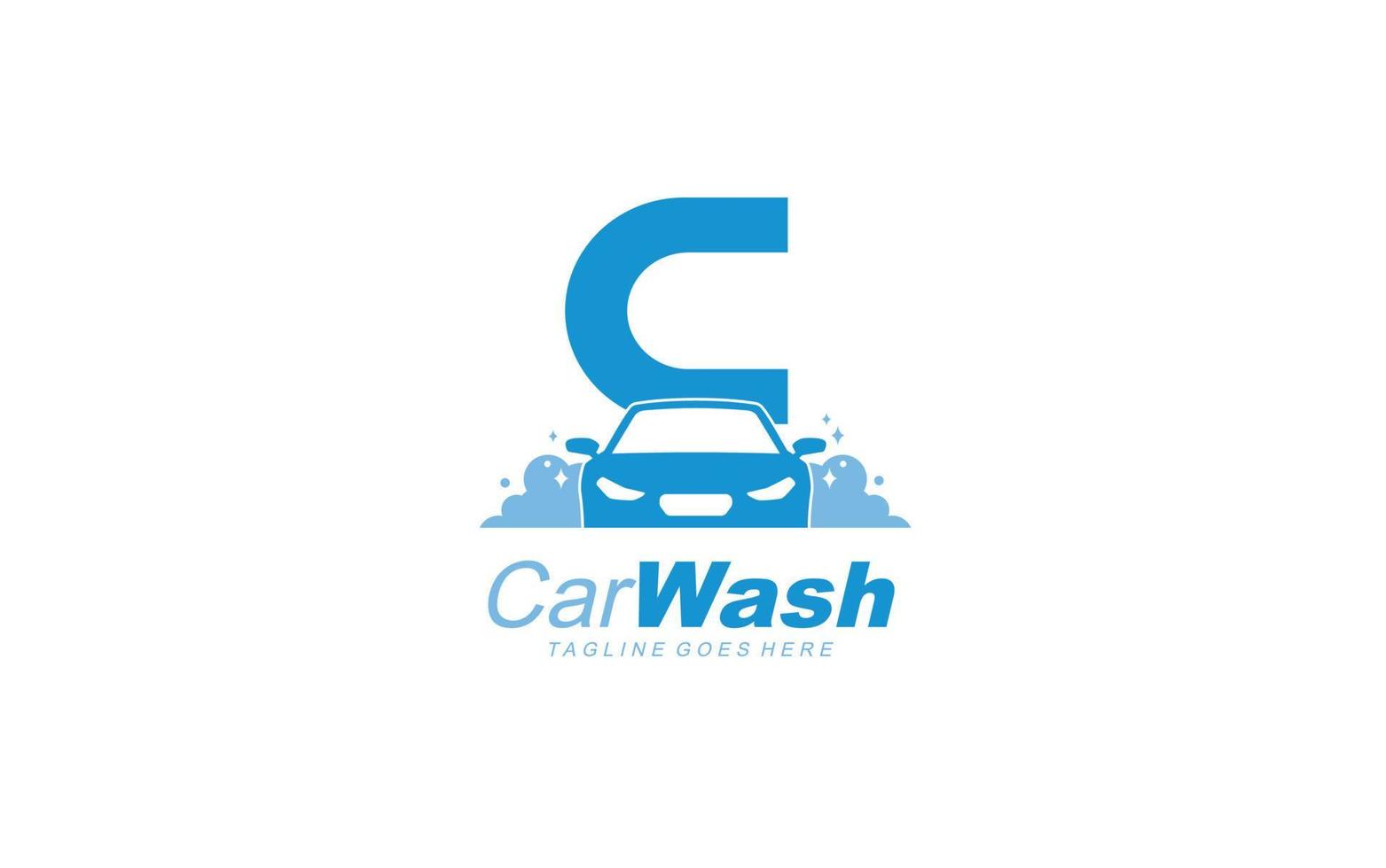 c logotipo carwash para identidade. ilustração vetorial de modelo de carro para sua marca. vetor