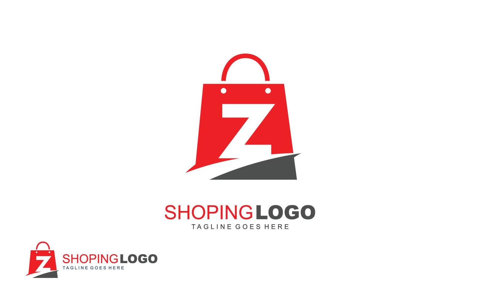 z logo onlineshop para empresa de branding. ilustração vetorial de modelo de bolsa para sua marca. vetor