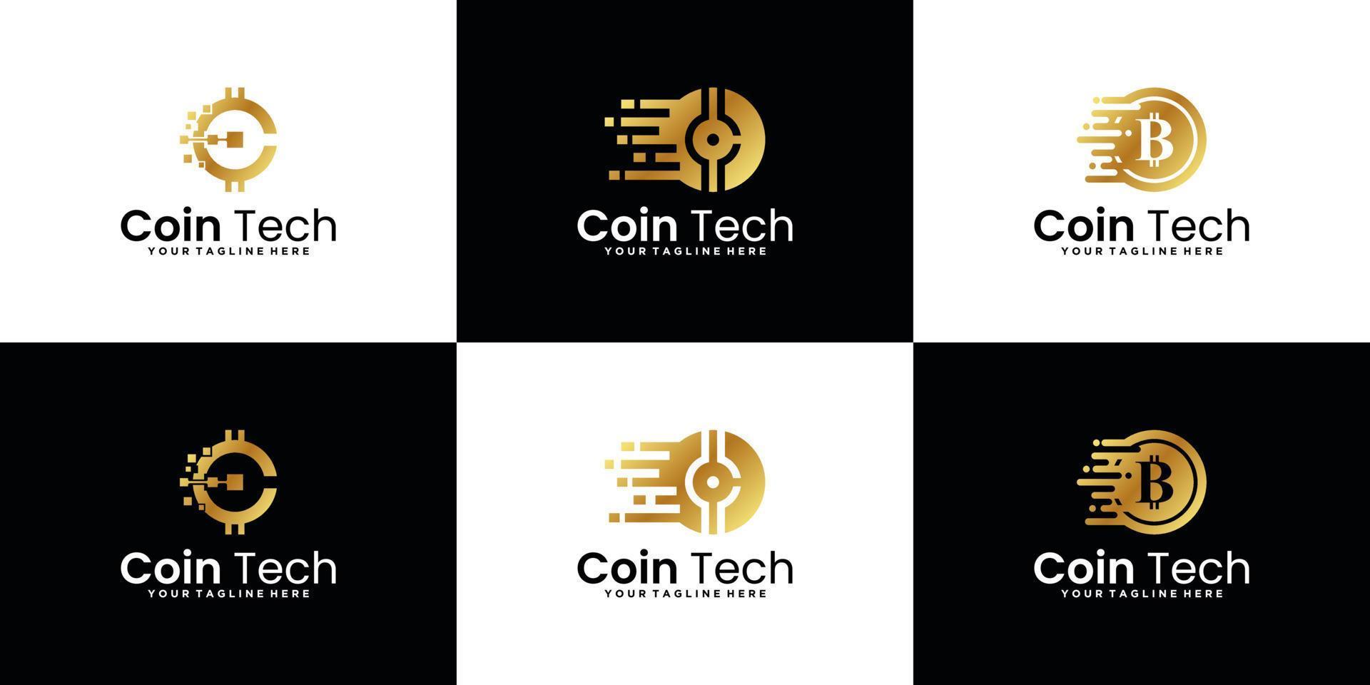 coleção de inspiração de design de logotipo de moeda de tecnologia vetor