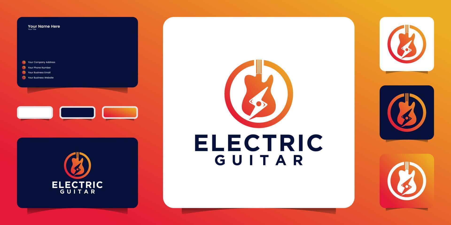 inspiração de design de logotipo de guitarra e elétrica e inspiração de cartão de visita vetor
