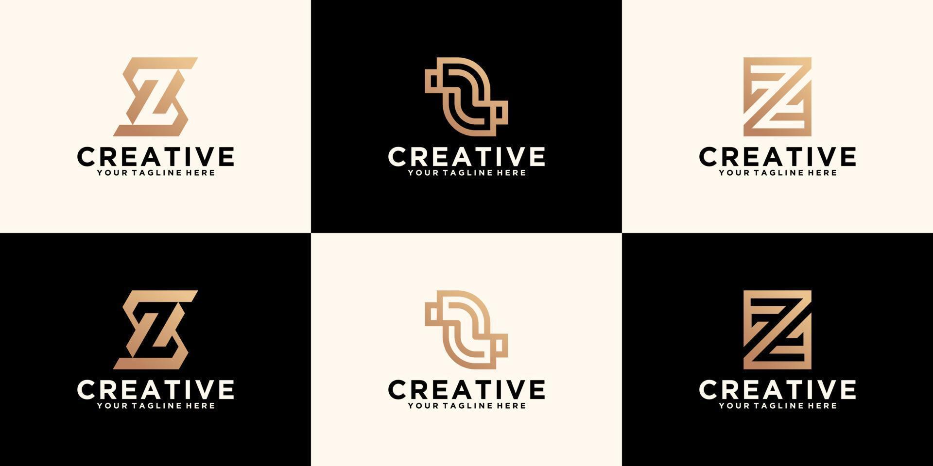 conjunto de inspiração de design de logotipo simples de letra s vetor