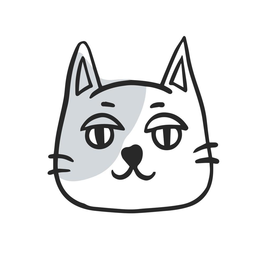 arte de cabeça de personagem de gato doodle vetor
