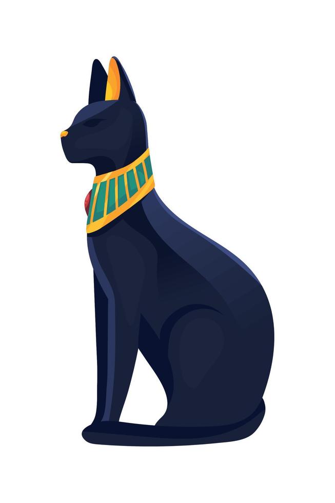 estátua de gato preto egípcio vetor