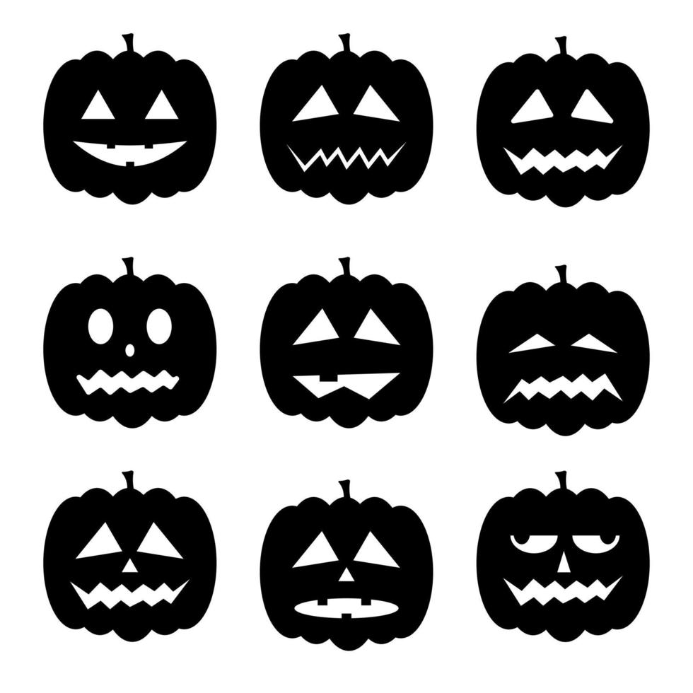 ícones de abóbora de haloween. ilustração vetorial vetor