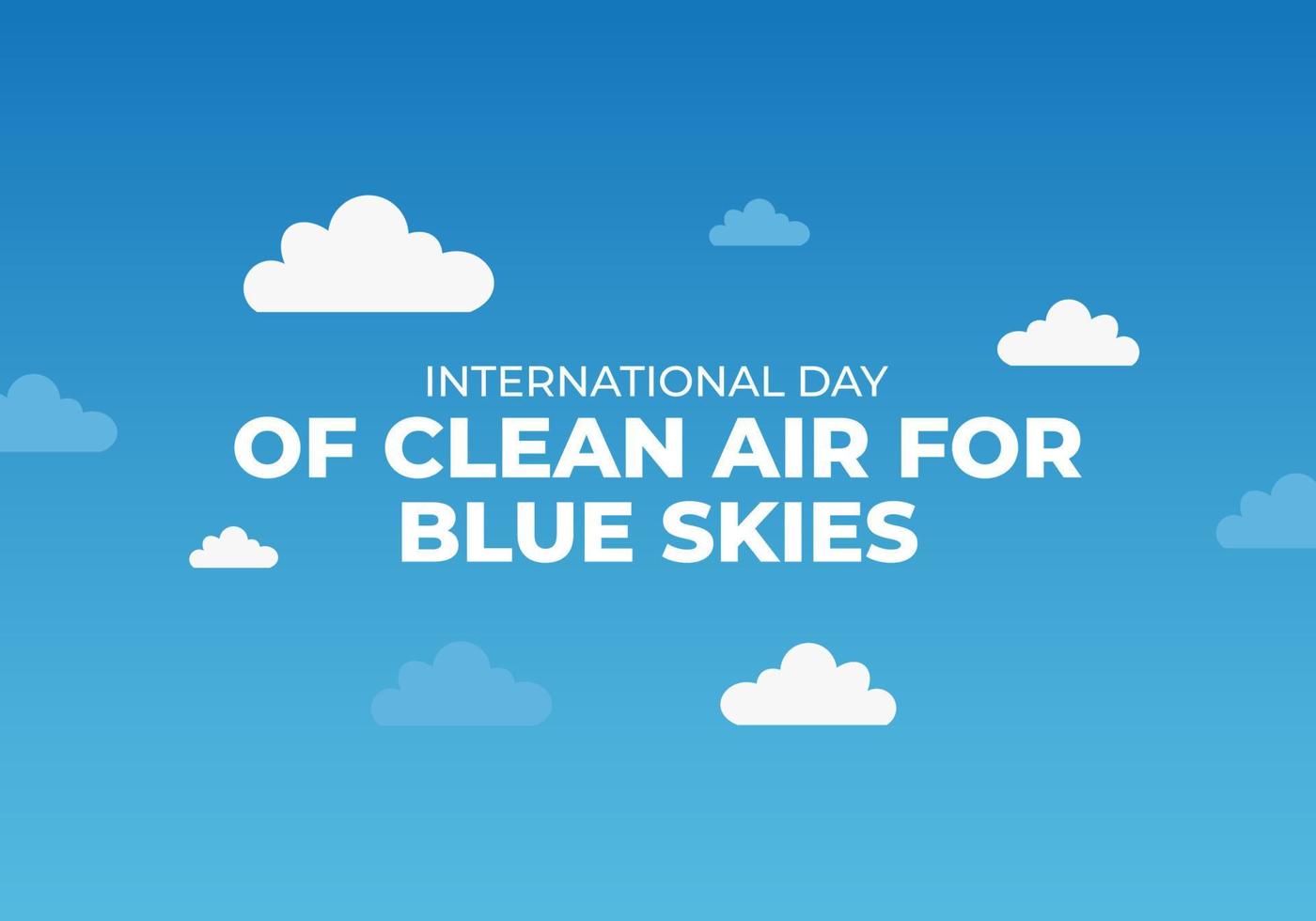 dia internacional de ar puro para céu azul sobre fundo azul. vetor