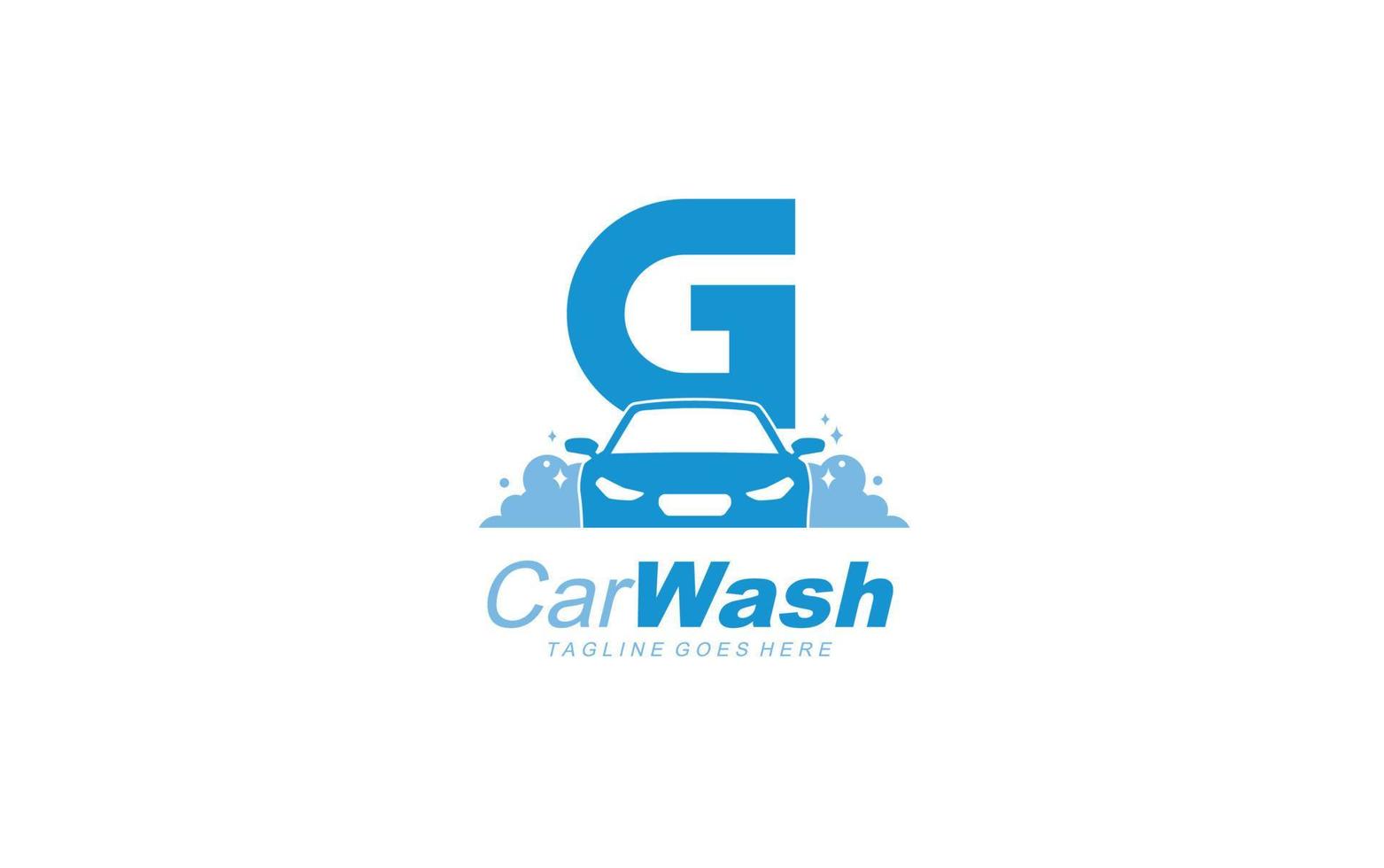 g logo carwash para identidade. ilustração vetorial de modelo de carro para sua marca. vetor