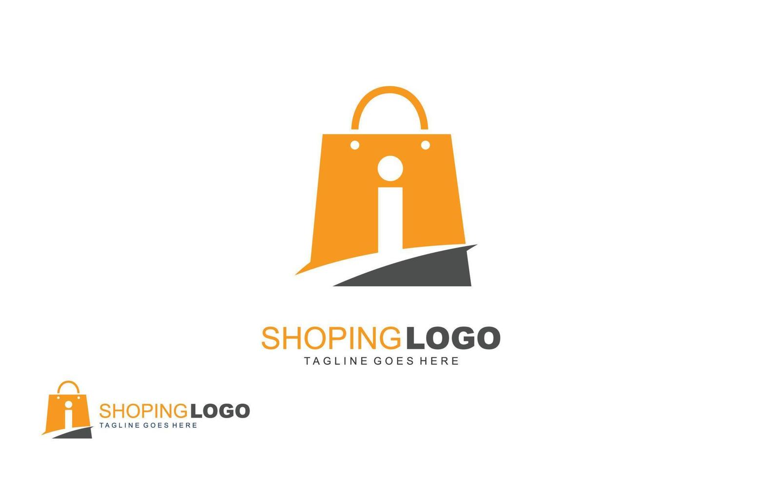 i logo onlineshop para empresa de branding. ilustração vetorial de modelo de bolsa para sua marca. vetor