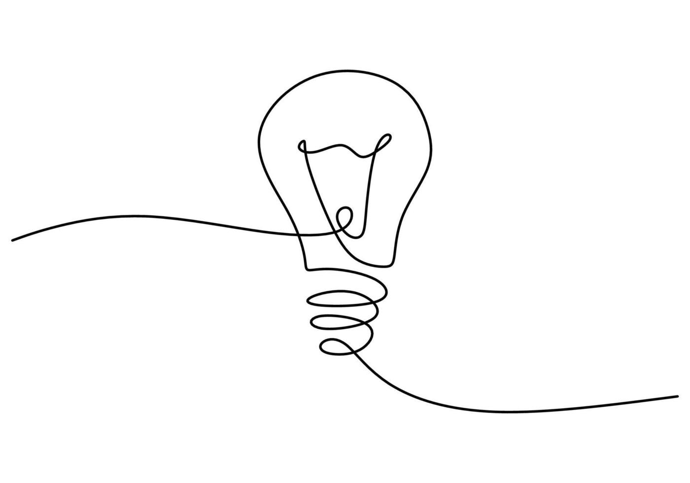 um desenho manual de uma única linha contínua de uma lâmpada grande vetor