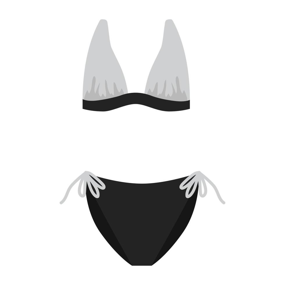 maiô feminino separado em preto e branco com alças. ilustração elegante de roupas para férias no mar e banhos de sol no verão quente. vetor