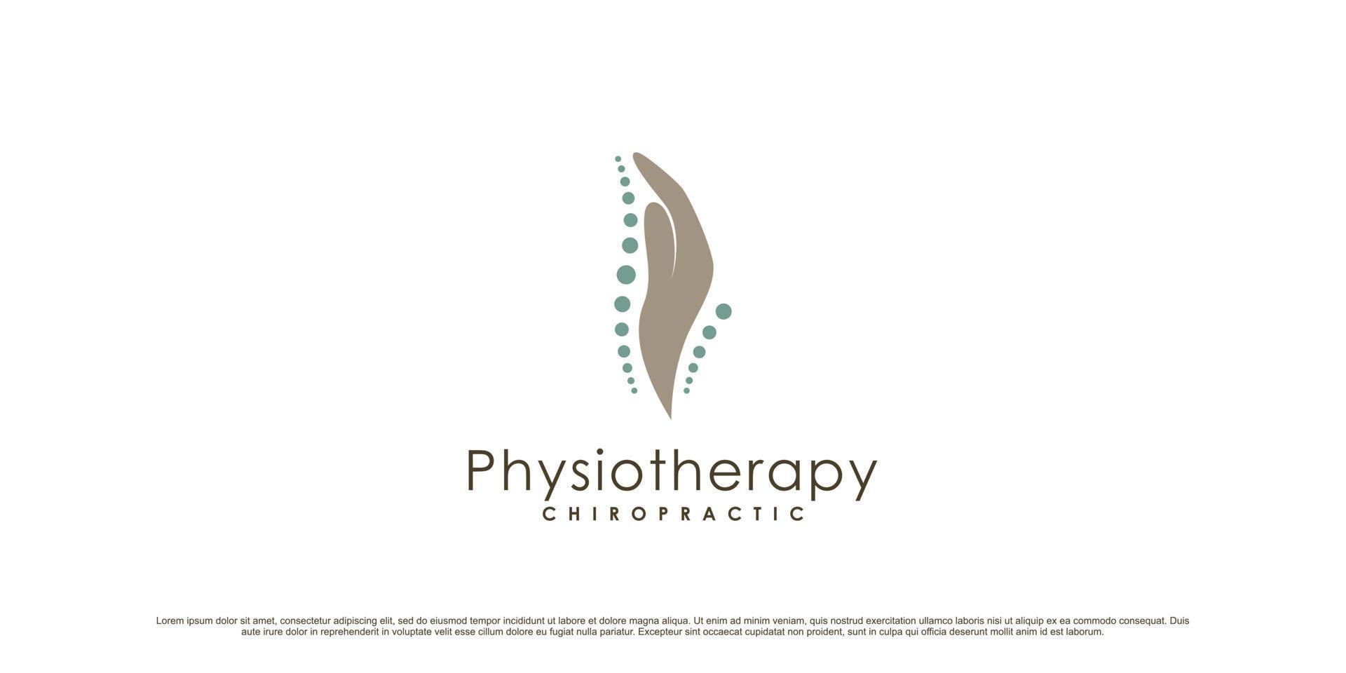 design de logotipo de fisioterapia para cuidados de saúde e médicos com vetor premium de conceito moderno criativo