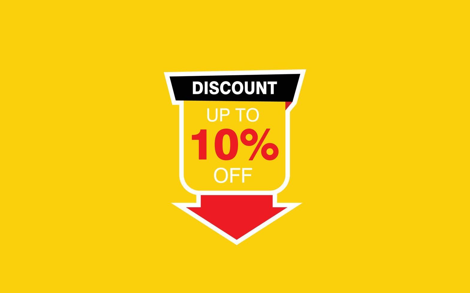 Oferta de 10% de desconto, liberação, layout de banner de promoção com crachá de adesivo. vetor