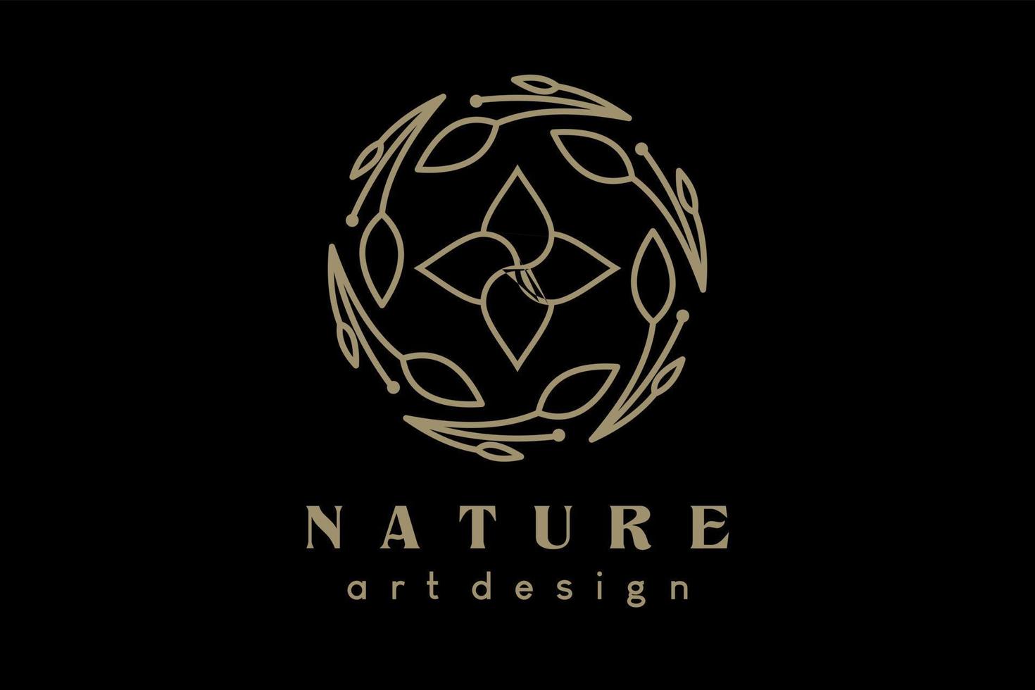 design de logotipo para beleza, spa, ioga, produtos cosméticos. ícone de folha e flor com conceito de arte de linha criativa em círculo. ilustração vetorial moderna vetor