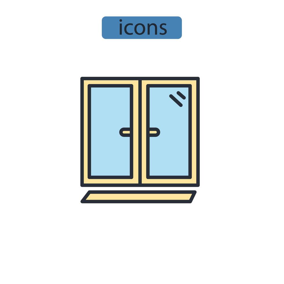 lavando elementos do vetor de ícones de janelas para infográfico web