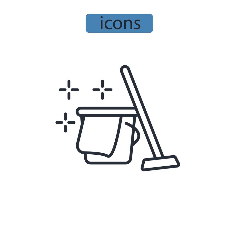 ícones de limpeza molhada simbolizam elementos vetoriais para infográfico web vetor