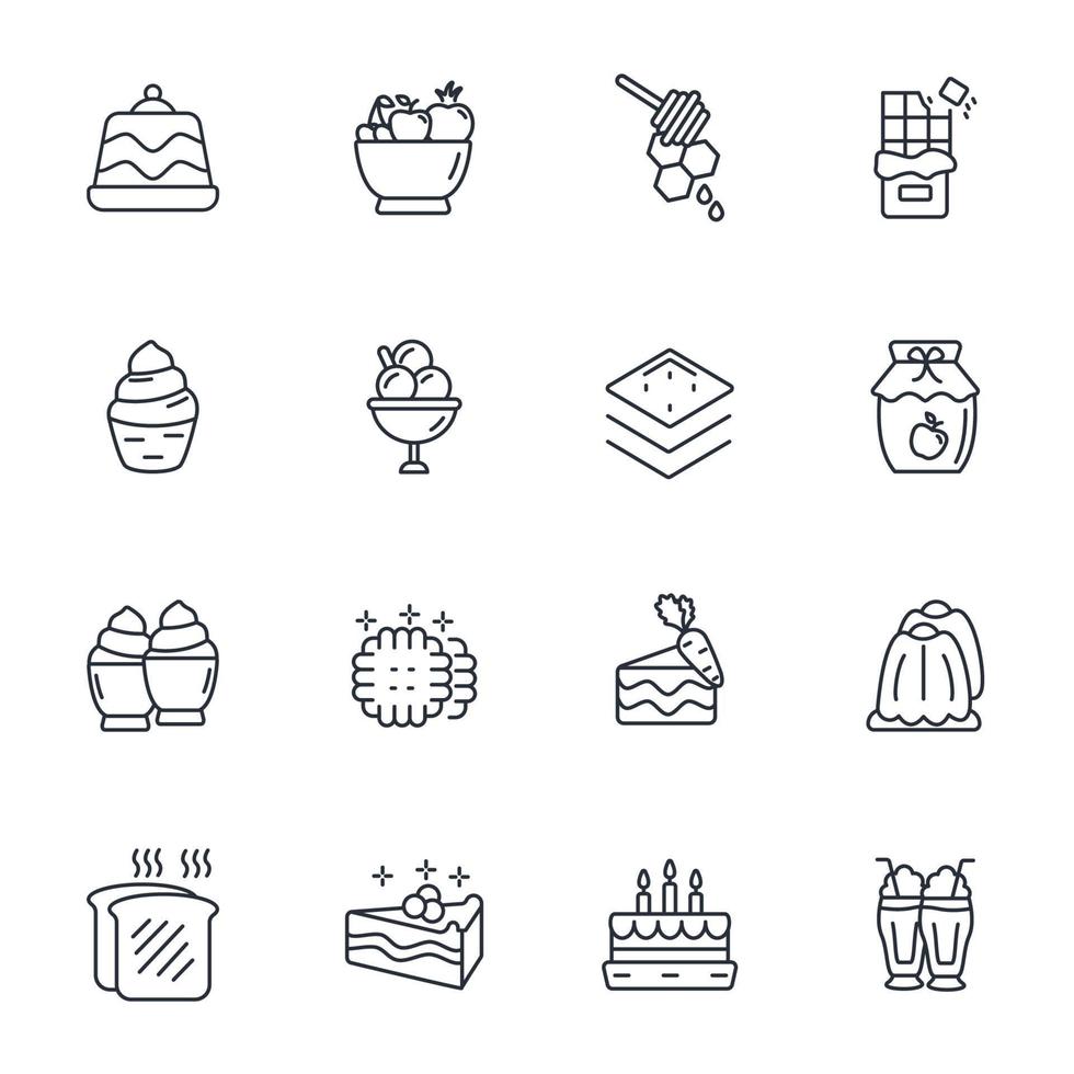 conjunto de ícones de sobremesa. elementos do vetor de símbolo de pacote de sobremesas para web infográfico