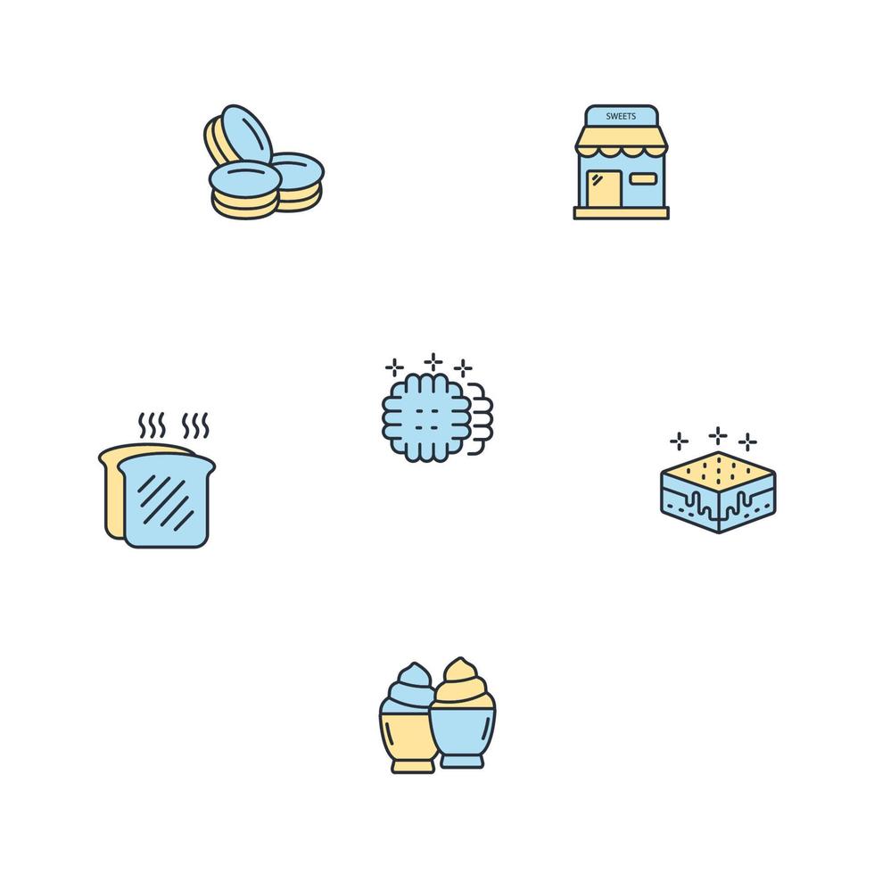 conjunto de ícones de sobremesa. elementos do vetor de símbolo de pacote de sobremesas para web infográfico