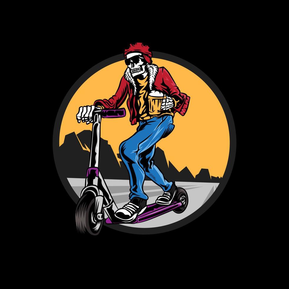 logotipo de scooter de caveira vetor