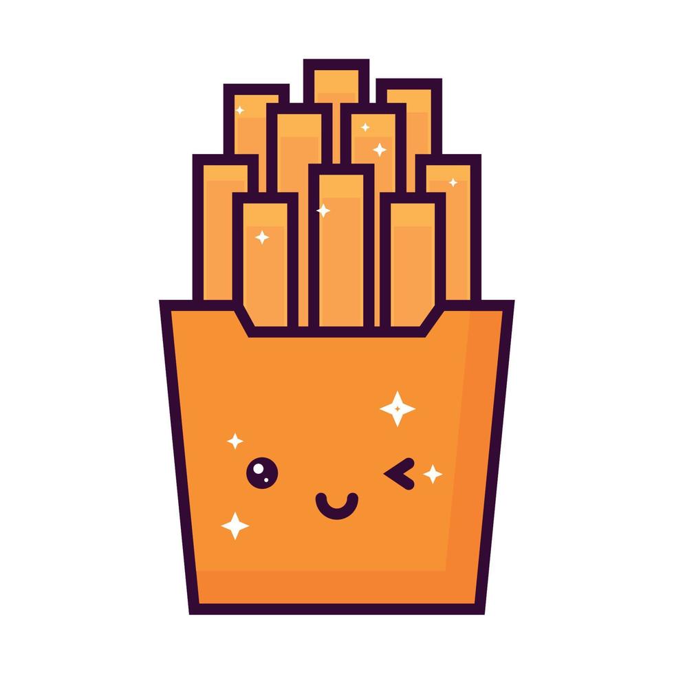 batata frita kawaii vetor