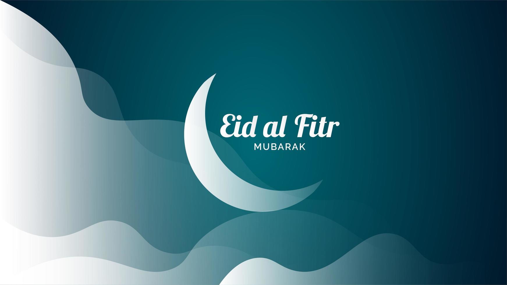 eid al fitr saudação com nuvens e lua vetor