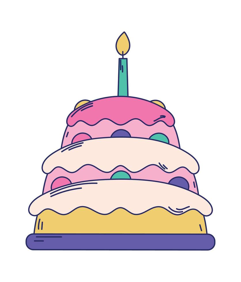 bolo de aniversário com vela vetor