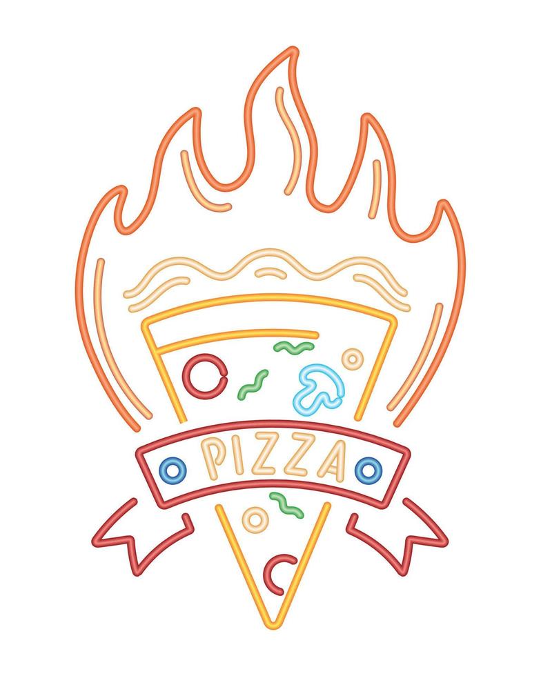 rótulo neon de pizza vetor