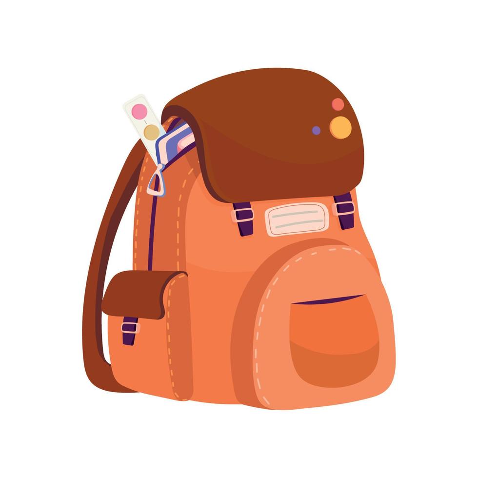 mochila escolar com material vetor