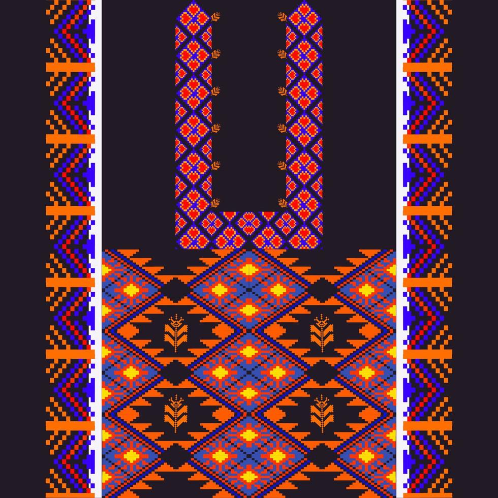padrão de tecido bordado étnico geométrico tradicional vetor