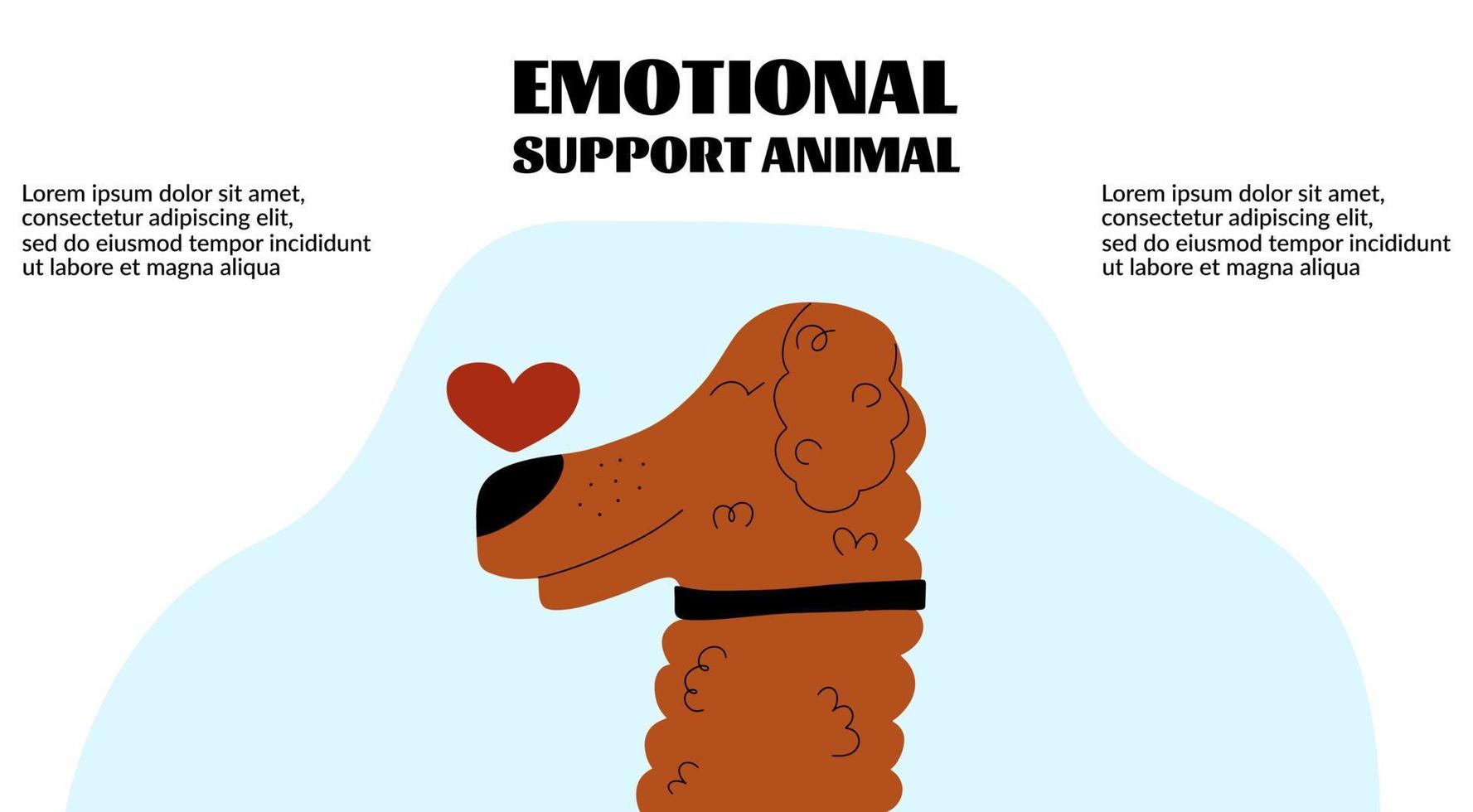 modelo de banner de cachorro. animal de apoio emocional. página de destino, web design. ilustração vetorial em um estilo simples. vetor