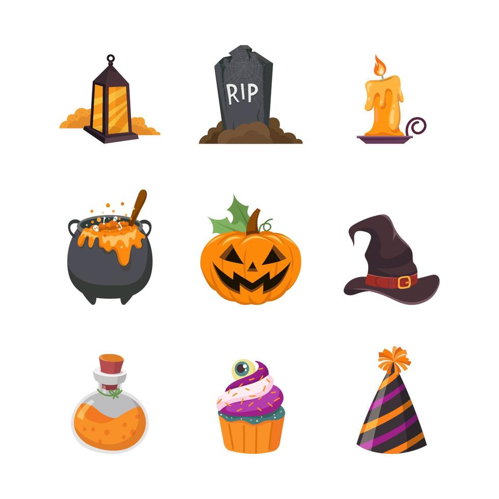conjunto de ícone de festa de halloween vetor