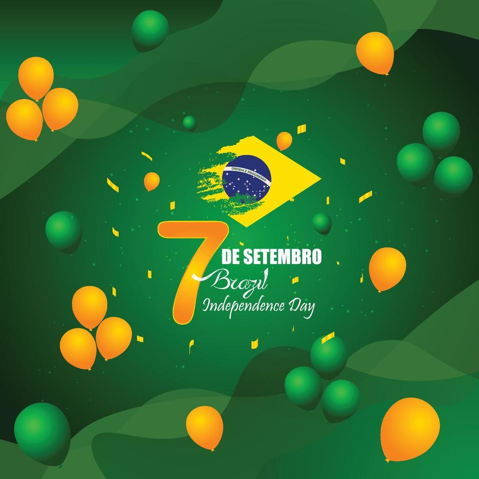 7 de setembro ilustração do dia da independência do brasil com fundo de bandeira nacional vetor