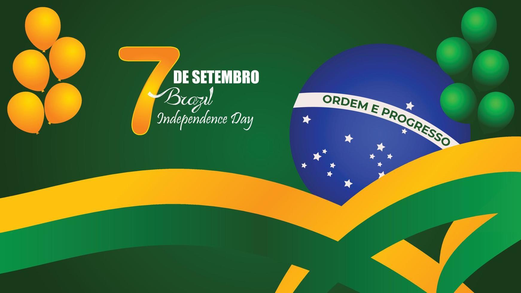 7 de setembro ilustração do dia da independência do brasil com fundo de bandeira nacional vetor