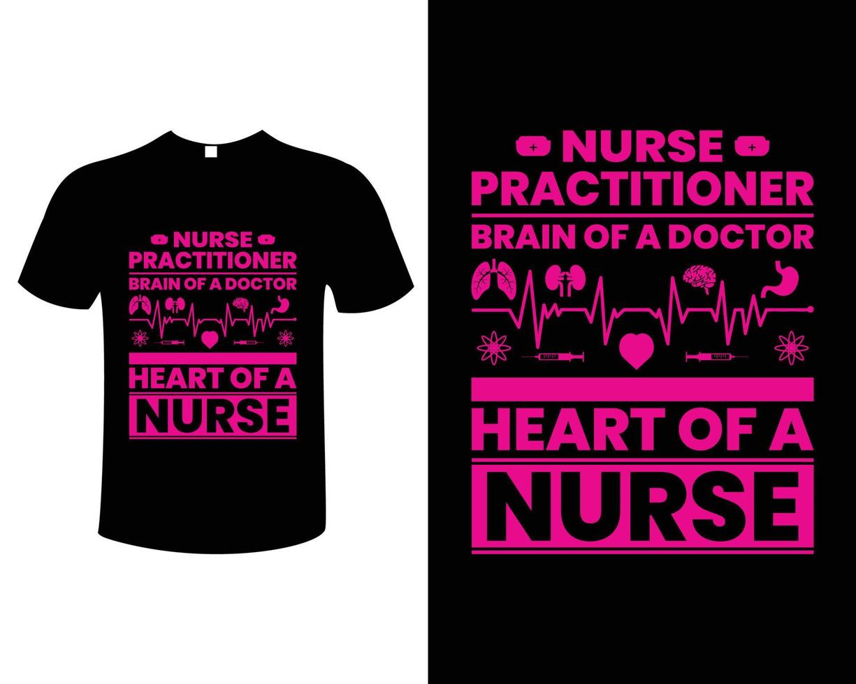 modelo de ilustração vetorial de design de camiseta de enfermeira vetor