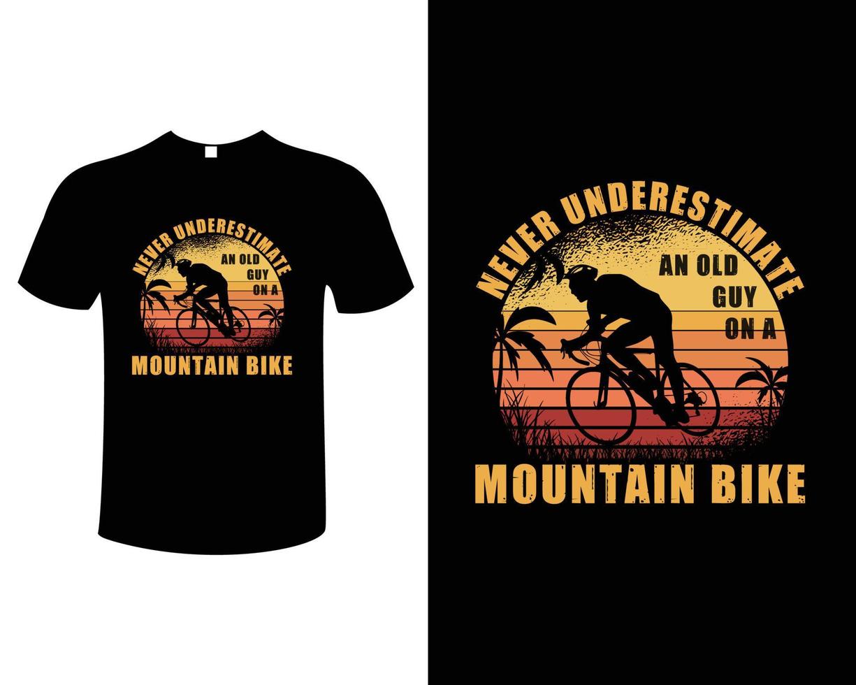 modelo de vetor de design de camiseta de bicicleta de montanha, design de camiseta de ciclista para amantes de aventura