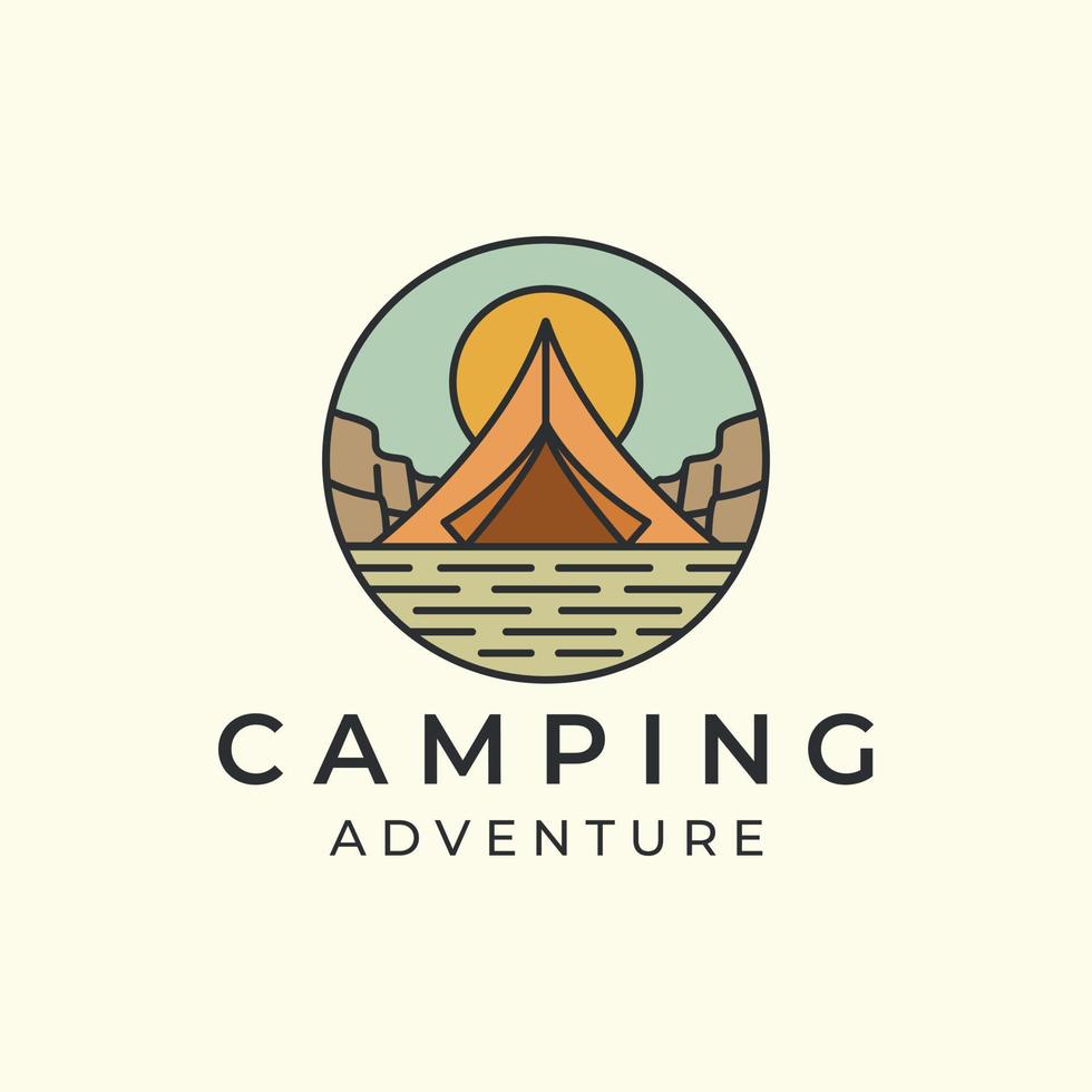 acampar com ilustração em vetor logotipo cor vintage. tenda, design de modelo de ícone de aventura de montanha