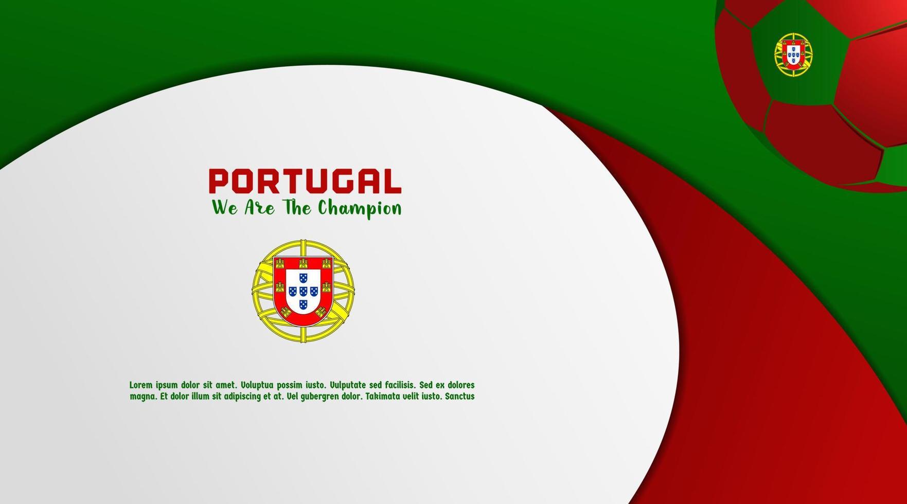 fundo vetorial bandeira de portugal com bola de futebol, modelo de mídia social, combinação de cores perfeita vetor