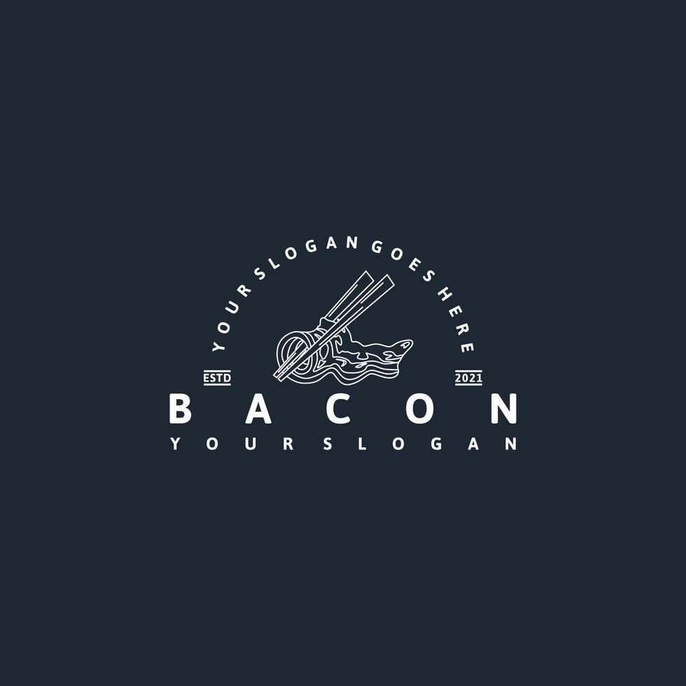 logotipo de bacon com arte de linha para referência de negócios vetor