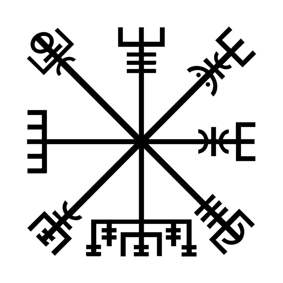 vegvisir. a bússola mágica dos vikings. talismã rúnico. ilustração vetorial vetor