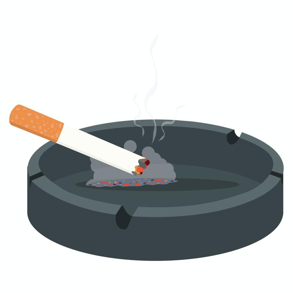 cigarro no cinzeiro com conceito de queima vetor